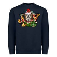 Navy Christmas joy english bulldog Heavyweight Sweatshirt - BarkalooDesign
