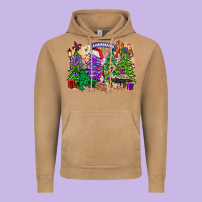 Christmas Louisiana Mardi Gras Trees Vintage Hoodie Designed By Fadigitalartstudio