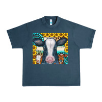 Midnight Navy Cows Gemstone Sunflowers Tumbler Urban Heavy Tee - CowCowDesign