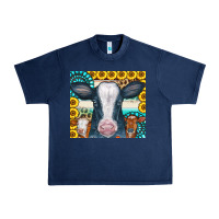 Navy Cows Gemstone Sunflowers Tumbler Urban Heavy Tee - CowCowDesign