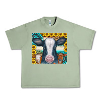 Oil Green Cows Gemstone Sunflowers Tumbler Urban Heavy Tee - CowCowDesign