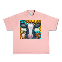 Salmon Cows Gemstone Sunflowers Tumbler Urban Heavy Tee - CowCowDesign