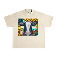 Sandshell Cows Gemstone Sunflowers Tumbler Urban Heavy Tee - CowCowDesign