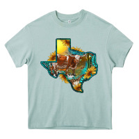 Arona western texas map with longhorn bull Heavy Core Tee - RanaPortraitStore