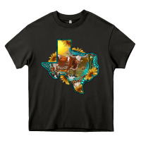 Asphalt western texas map with longhorn bull Heavy Core Tee - RanaPortraitStore