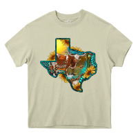 Mossy western texas map with longhorn bull Heavy Core Tee - RanaPortraitStore