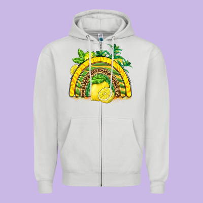 Lemon  Rainbow Zipper Hoodie Designed By Barkaloodesign
