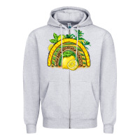 Heather Grey lemon  rainbow Zipper Hoodie - BarkalooDesign