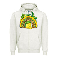 Oatmeal Heather lemon  rainbow Zipper Hoodie - BarkalooDesign