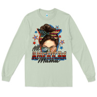 Matcha All American mama messy bun 4th of july Long Sleeve Tee - FaDigitalArtStudio