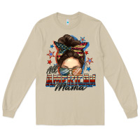 Mushroom All American mama messy bun 4th of july Long Sleeve Tee - FaDigitalArtStudio
