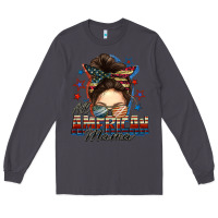 Smoke All American mama messy bun 4th of july Long Sleeve Tee - FaDigitalArtStudio