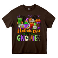 Chocolate Brown Halloween with My Gnomies Coffee Cups Heavy Core Tee - texasbilliewilder