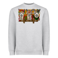 Heather Grey Christmas alpacas Heavyweight Sweatshirt - BarkalooDesign