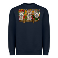 Navy Christmas alpacas Heavyweight Sweatshirt - BarkalooDesign