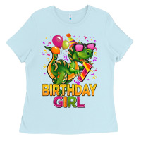 1st Birthday Girl T Rex Pink Ladies Tee | Teevron