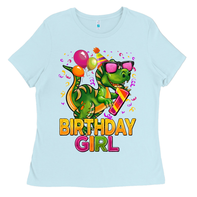 1st Birthday Girl T Rex Pink Ladies Tee by CowGirlArtShop | Teevron