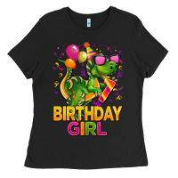 Black 1st birthday girl t rex pink Ladies Tee - CowGirlArtShop