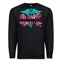 Black floral nurse custom name Premium Sweatshirt - AdoDesignShop