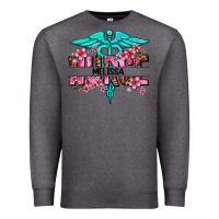 Charcoal Heather floral nurse custom name Premium Sweatshirt - AdoDesignShop