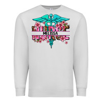 Dove Grey floral nurse custom name Premium Sweatshirt - AdoDesignShop