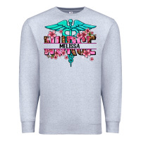 Heather Grey floral nurse custom name Premium Sweatshirt - AdoDesignShop