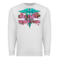 Oatmeal Heather floral nurse custom name Premium Sweatshirt - AdoDesignShop