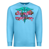 Ocean Blue floral nurse custom name Premium Sweatshirt - AdoDesignShop