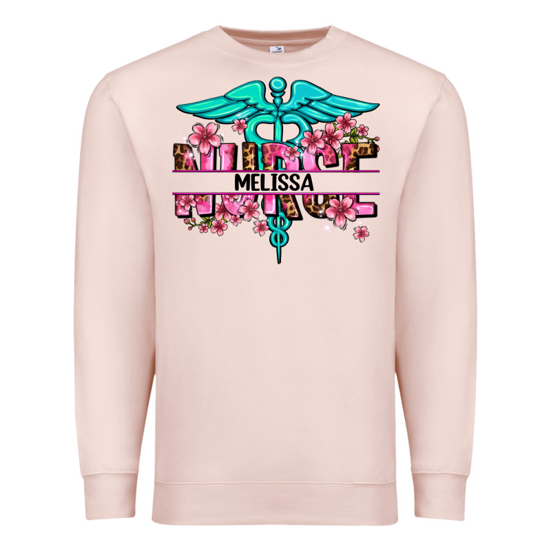 Floral Nurse Custom Name Premium Sweatshirt by AdoDesignShop | Teevron