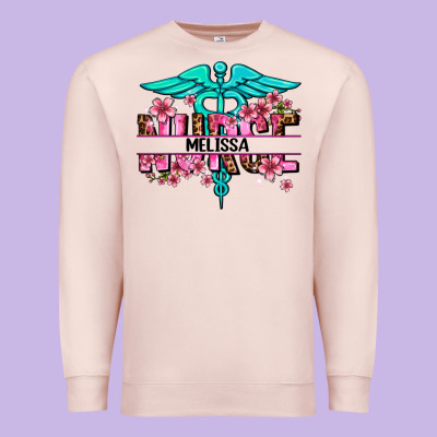 Floral Nurse Custom Name Premium Sweatshirt Designed By Adodesignshop