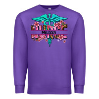 Purple floral nurse custom name Premium Sweatshirt - AdoDesignShop