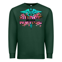 Sports Green floral nurse custom name Premium Sweatshirt - AdoDesignShop