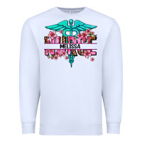 White floral nurse custom name Premium Sweatshirt - AdoDesignShop