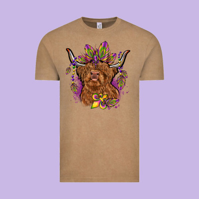 Mardi Gras Cow Vintage Tee Designed By Oliviacreatesart