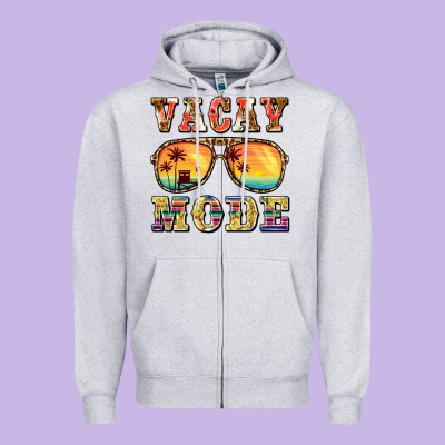 Vacay Mode Zipper Hoodie Designed By Barkaloodesign
