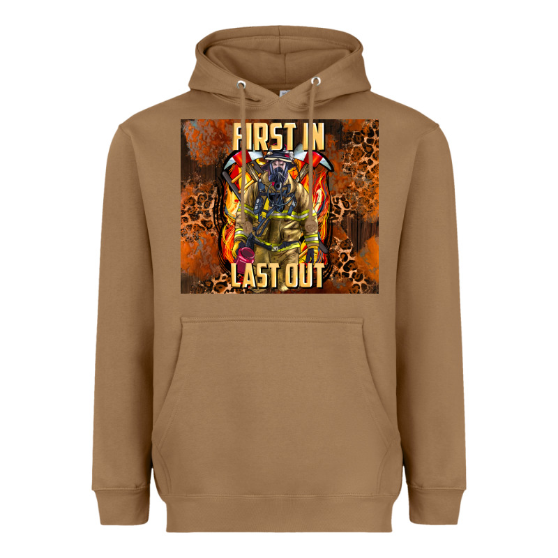 First In Last Out Firefighter Heavyweight Hoodie by AdoDesignShop | Teevron