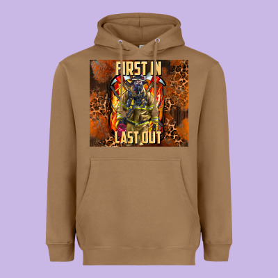 First In Last Out Firefighter Heavyweight Hoodie Designed By Adodesignshop