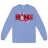 Colony Blue Mother's Day mama hearts Long Sleeve Tee - FaDigitalArtStudio