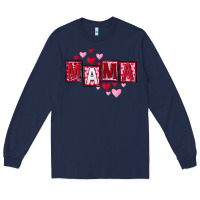 Navy Mother's Day mama hearts Long Sleeve Tee - FaDigitalArtStudio