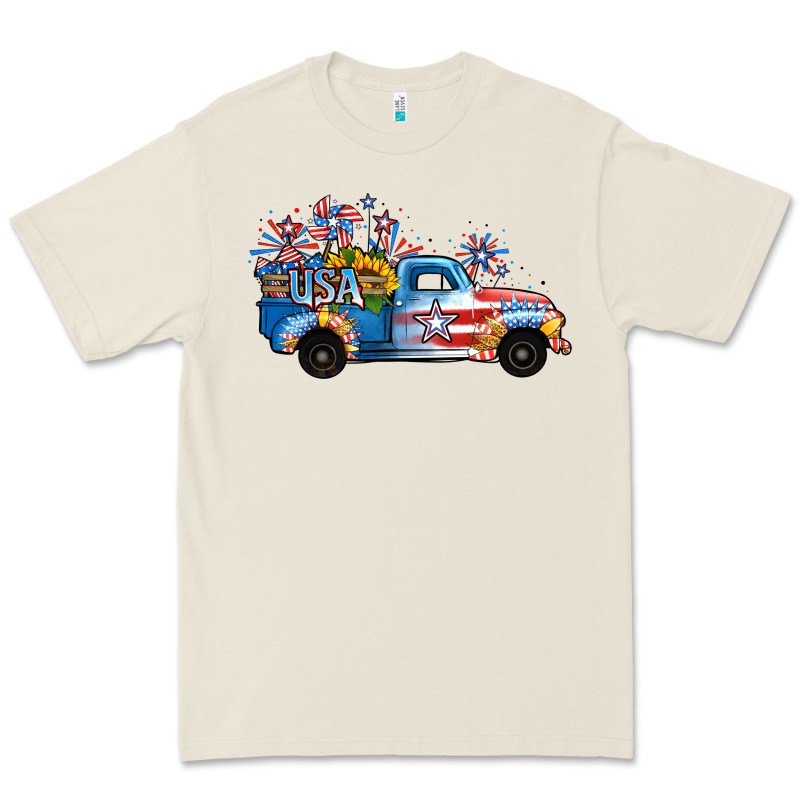 Usa 4th Of July Sunflower Truck Premium Tee by Jasminsmagicworld | Teevron
