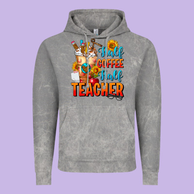 Half Coffee Half Teacher Vintage Hoodie Designed By Fadigitalartstudio