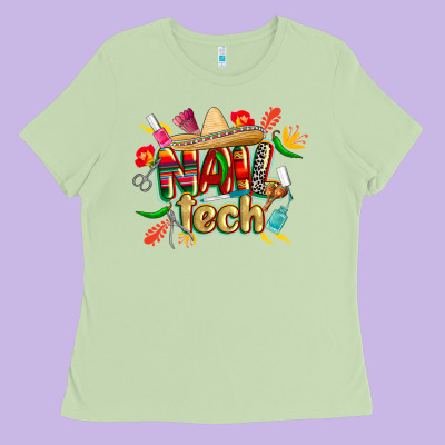 Cinco De Mayo Nail Tech Ladies Tee Designed By Cowgirlartshop