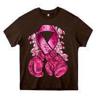 Chocolate Brown breast cancer with boxing gloves Heavy Core Tee - NancyCooperArtShop