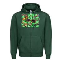 Sports Green sunglasses background Zipper Hoodie - BarkalooDesign