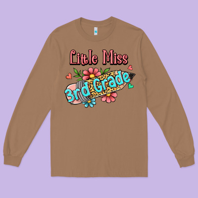 Little Miss Third Grade Long Sleeve Tee Designed By Ranaportraitstore