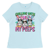 Baby Blue chilling with my peeps easter bunnies cowgirl cowg Ladies Tee - CowGirlArtShop