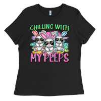 Black chilling with my peeps easter bunnies cowgirl cowg Ladies Tee - CowGirlArtShop