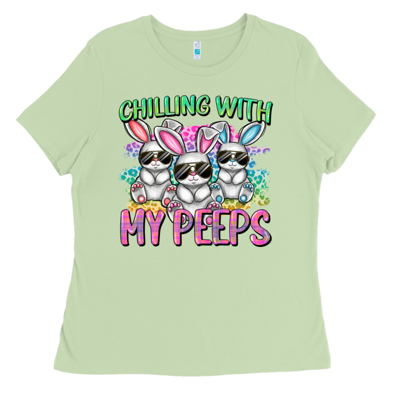 Chilling With My Peeps Easter Bunnies Cowgirl Cowg Ladies Tee by CowGirlArtShop | Teevron