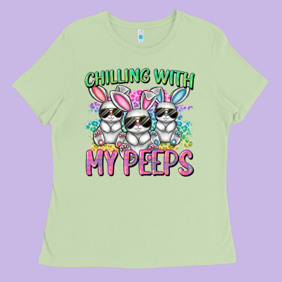 Chilling With My Peeps Easter Bunnies Cowgirl Cowg Ladies Tee Designed By Cowgirlartshop