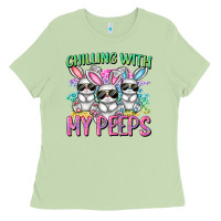 Matcha chilling with my peeps easter bunnies cowgirl cowg Ladies Tee - CowGirlArtShop
